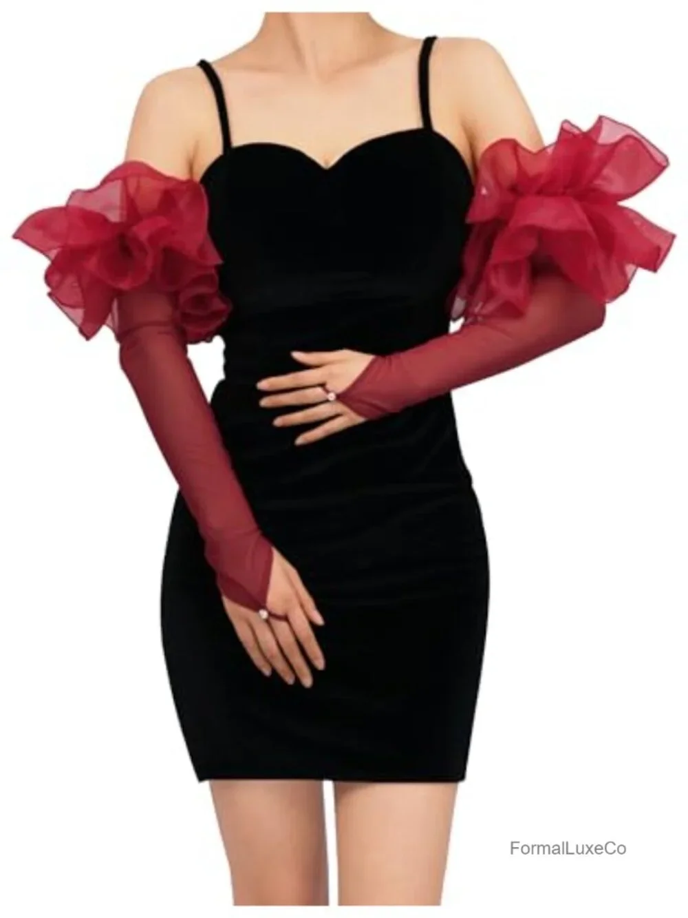 Puff Long Sheer Gloves Oversize Stretchy Tulle Mesh Gloves for Wedding Evening